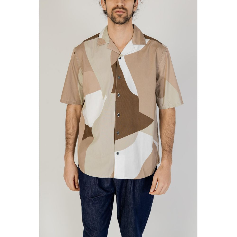 Only & Sons brown cotton short-sleeved shirt